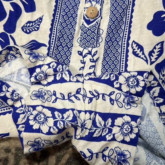 Women’s Rachel Zoe LINEN COBALT BLUE
WHITE FLORAL PINEAPPLE garden Farm • size 6 - Picture 12 of 16